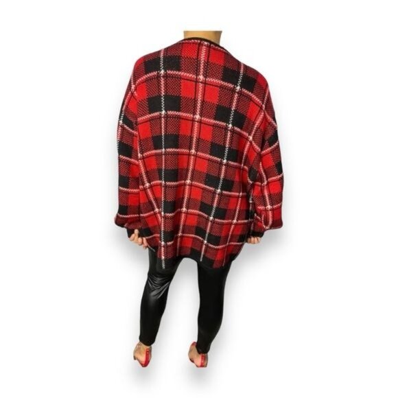 Liz Baker Women’s Cardigan Sweater VTG 80s/90s Button Up Tartan Plaid Holiday 1X - Picture 2 of 9